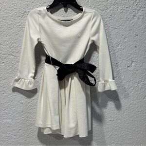 Polo by Ralph Lauren Girls Cream Dress with Black Ribbon 3T